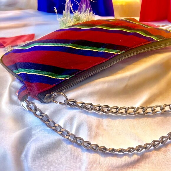 Ralph Lauren Rugby Silk Wristlet Skull & Crossbones Zipper Closure - Picture 12 of 14